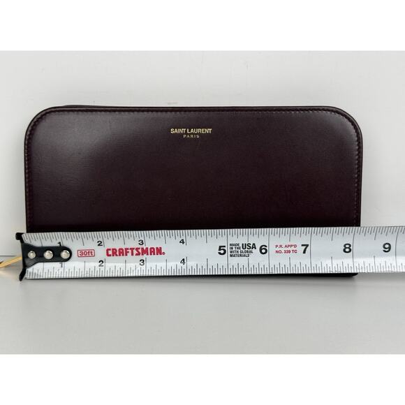 Saint Laurent Amerena Zip Around Wallet Burgundy Leather - Picture 13 of 15